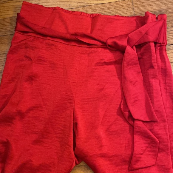 Super high rise trouser with tie--Red! - Picture 2 of 5